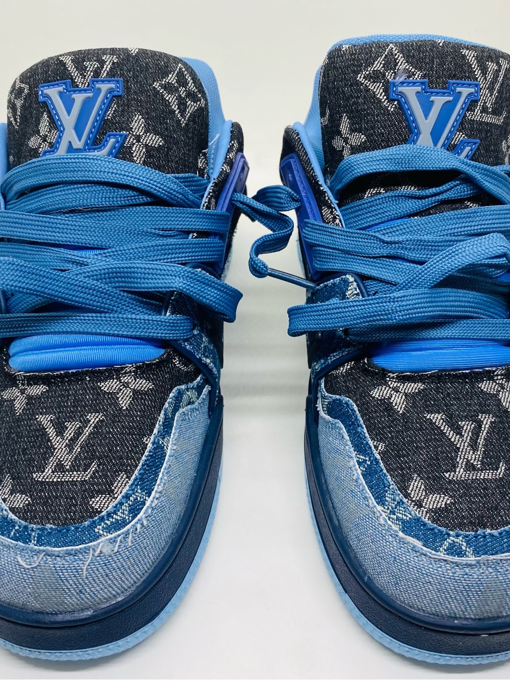 Louis Vuitton Denim Monogram Sneakers in Blue and Light Blue